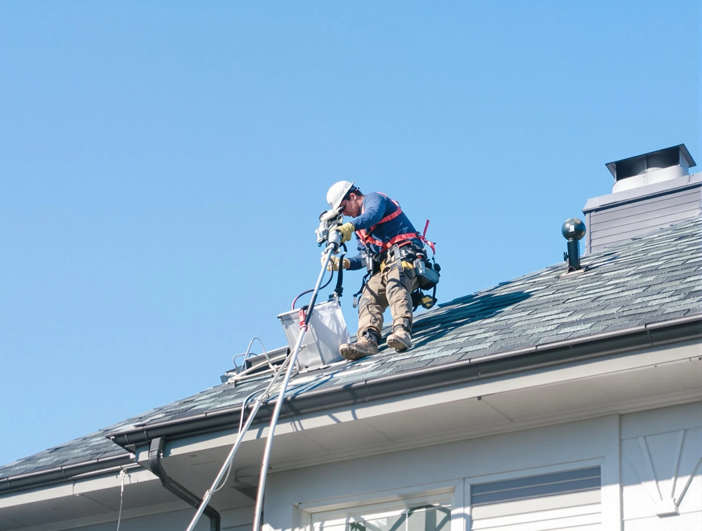 Childersburg Dryer Vent Cleaning certified technician cleaning a roof-mounted dryer vent system in Childersburg