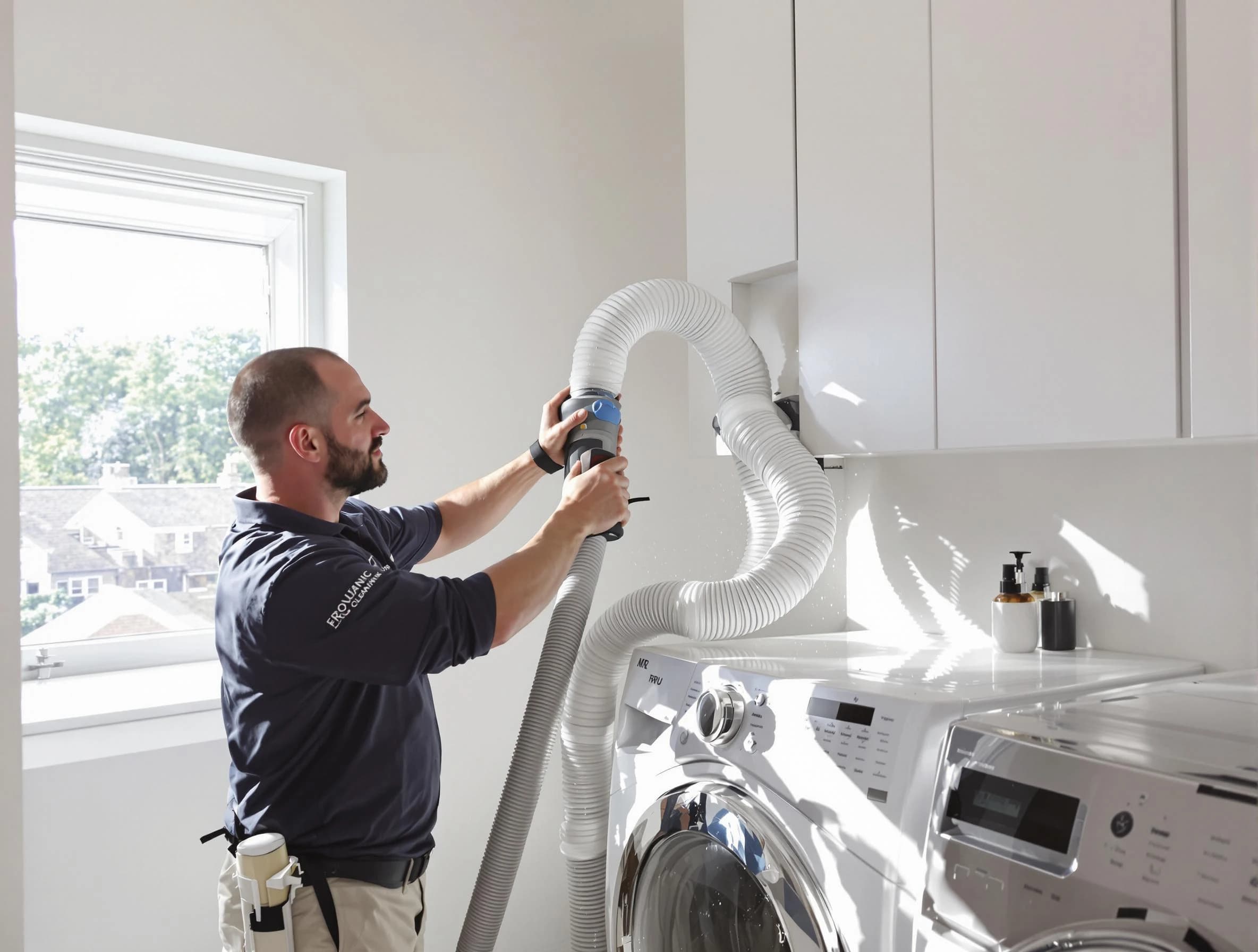 Certified Childersburg Dryer Vent Cleaning technician performing dryer vent cleaning in Childersburg