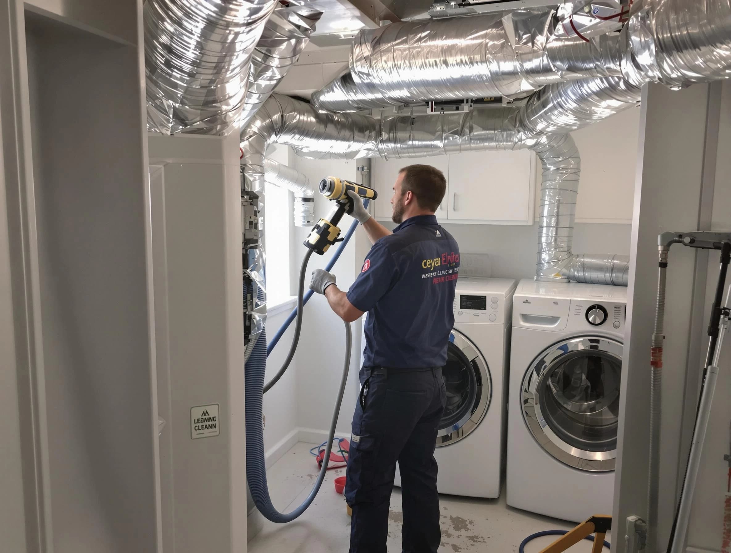 Childersburg Dryer Vent Cleaning specialist using advanced equipment for thorough duct cleaning in Childersburg