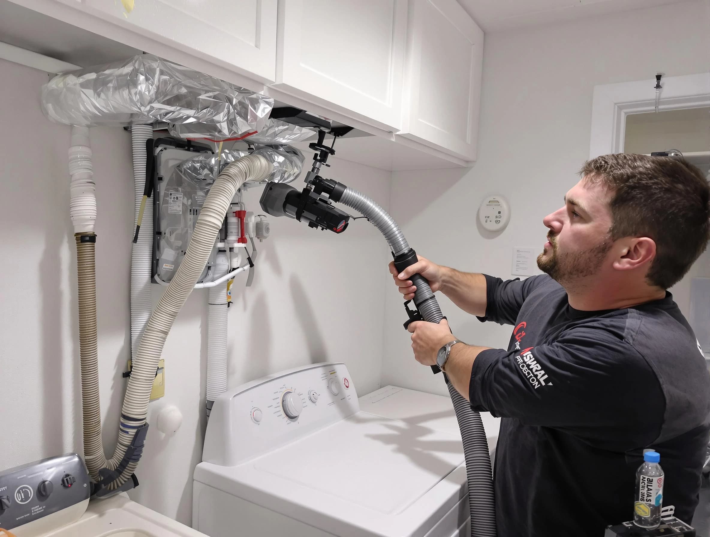 Childersburg Dryer Vent Cleaning certified technician performing safety-focused gas dryer vent cleaning in Childersburg