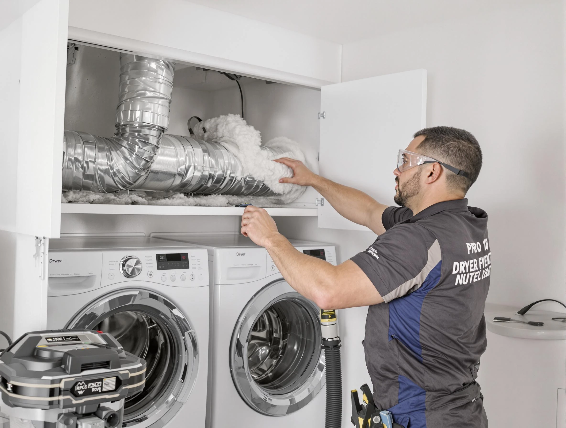 Childersburg Dryer Vent Cleaning certified technician performing specialized gas dryer vent cleaning in Childersburg